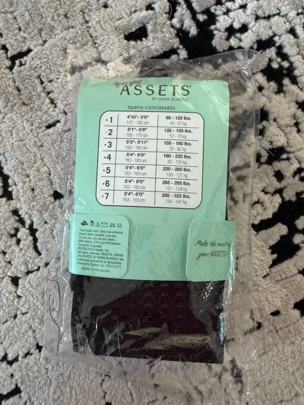 SPANX by Assets Shaping Black Wishbone Textured Tights Size 3 NEW NWT